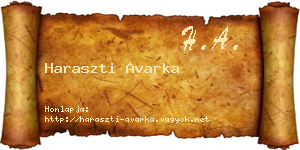 Haraszti Avarka névjegykártya